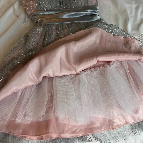 B Darlin Silver and Pink sparkly dress - Picture 5 of 6